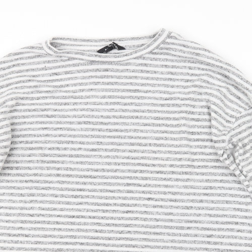 Peacocks Womens Grey Striped  Pullover Jumper Size 12