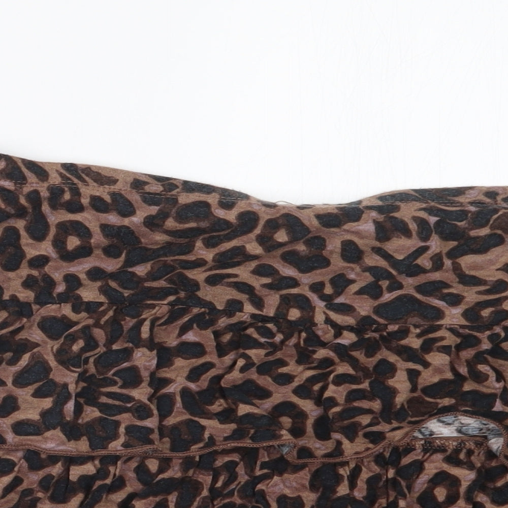 TU Womens Brown Animal Print  Mini Skirt Size 14