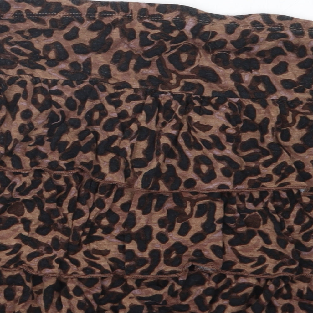 TU Womens Brown Animal Print  Mini Skirt Size 14
