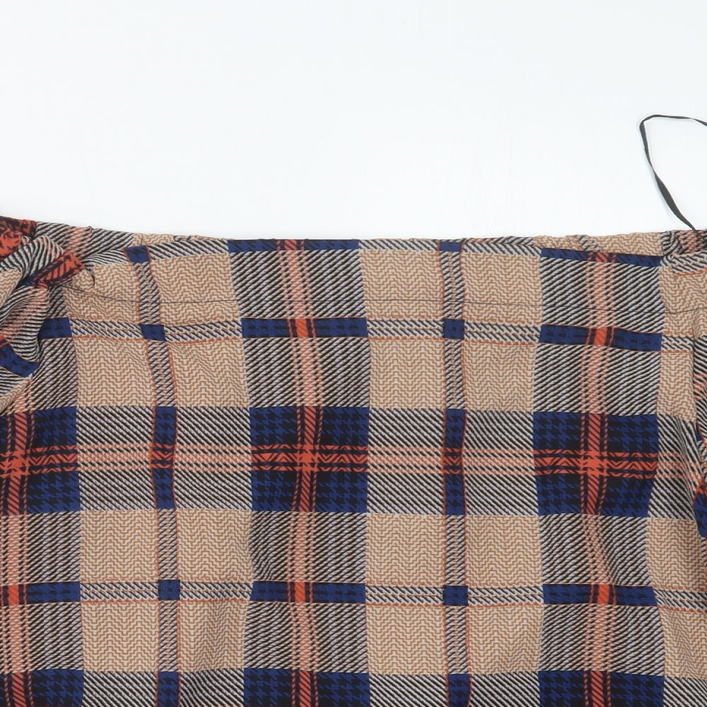 sweewe Womens Beige Check  Basic Blouse Size S