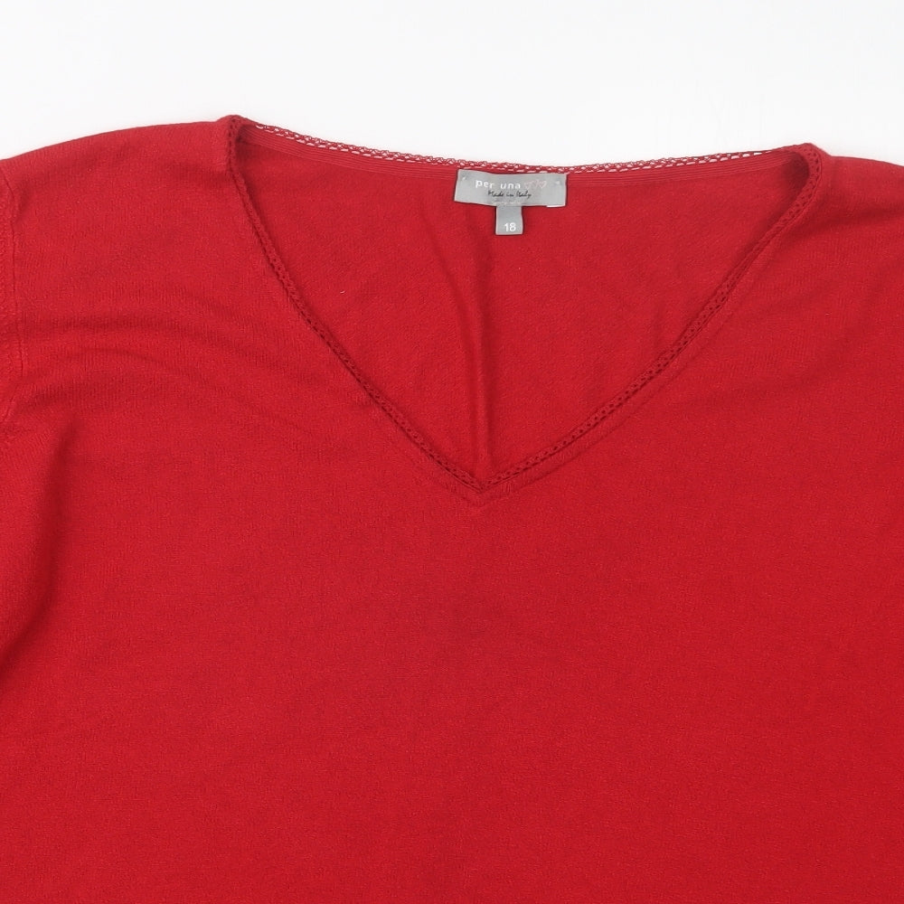 Per Una Womens Red   Pullover Jumper Size 18