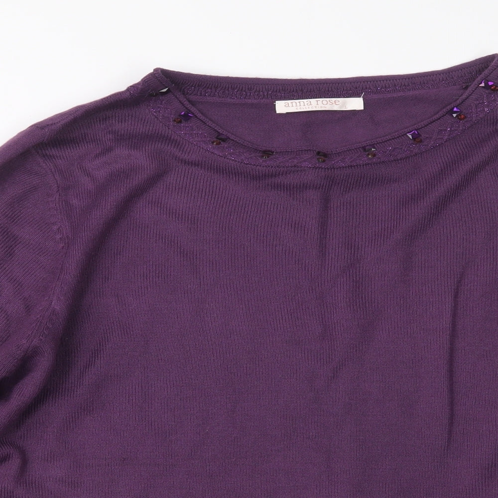 anna rose Womens Purple  Knit Pullover Jumper Size L