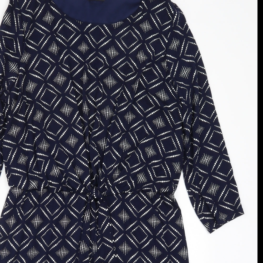 Roman Womens Blue Geometric  A-Line  Size 16