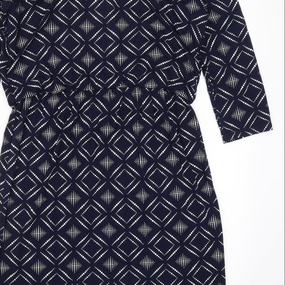 Roman Womens Blue Geometric  A-Line  Size 16