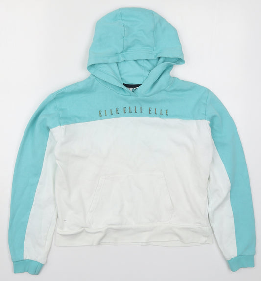 ELLE Girls Blue Colourblock  Pullover Hoodie Size 12-13 Years