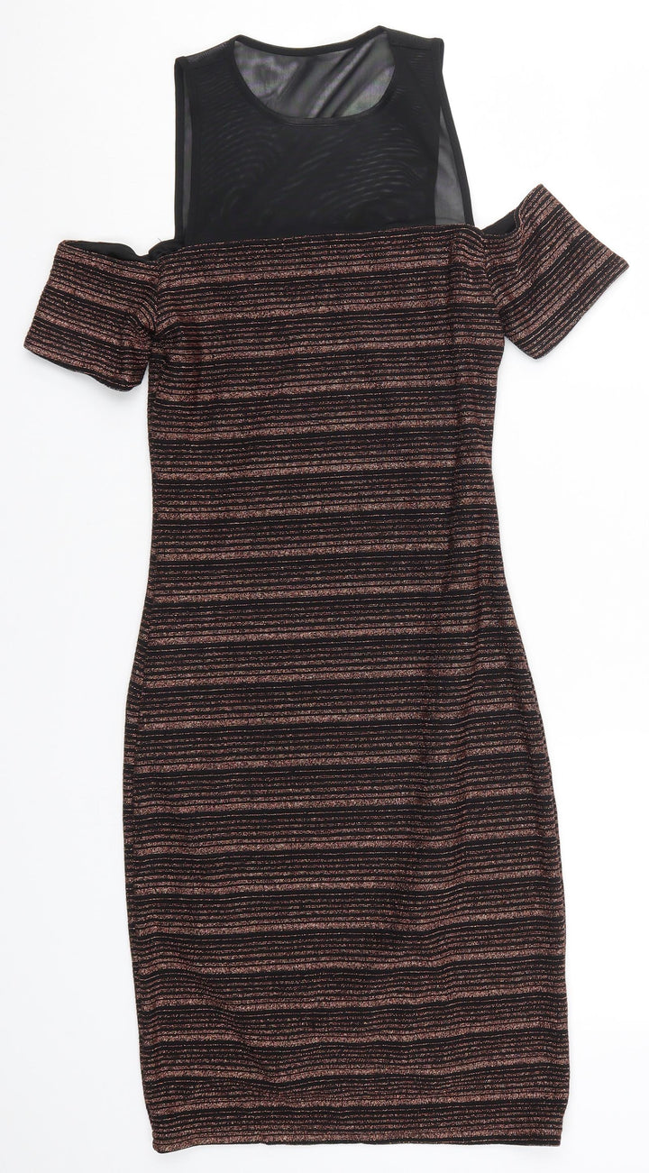 New Look Womens Brown Striped Bodycon Size 8