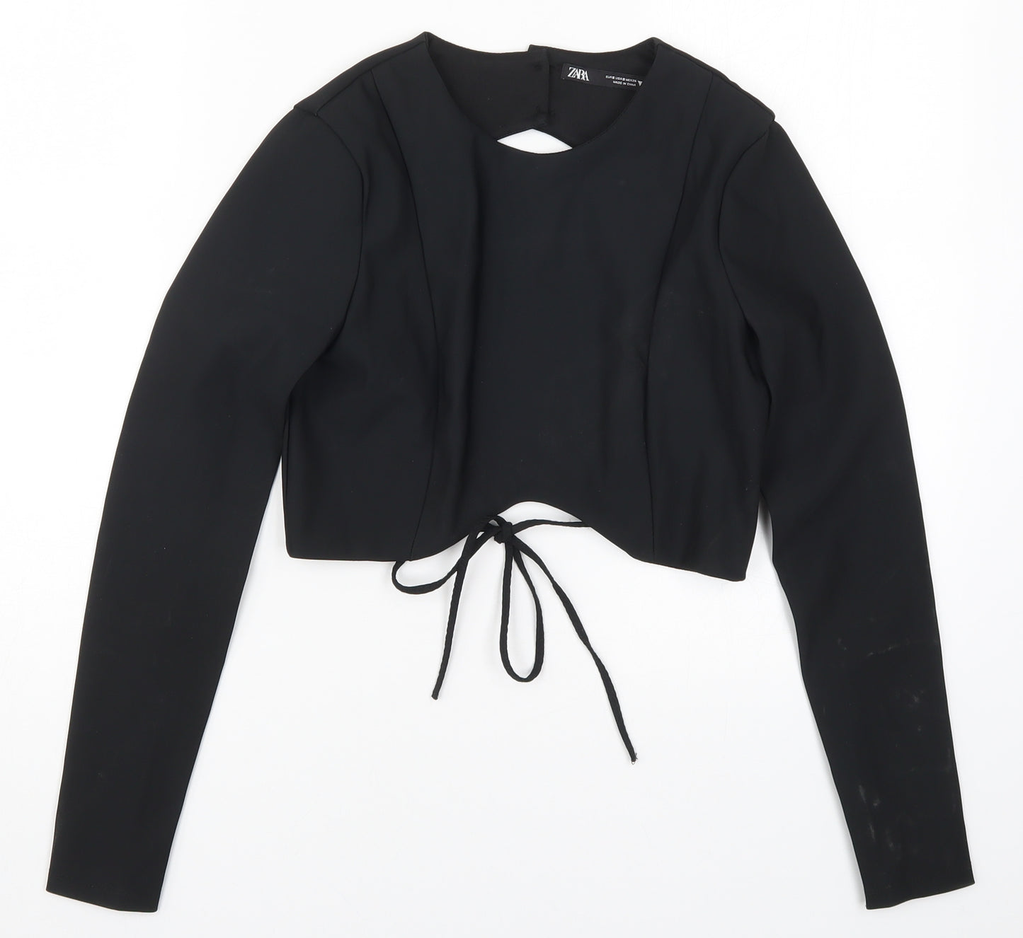 Zara Womens Black   Cropped T-Shirt Size S  - Open Back