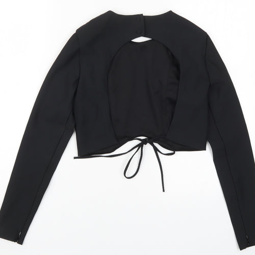 Zara Womens Black   Cropped T-Shirt Size S  - Open Back