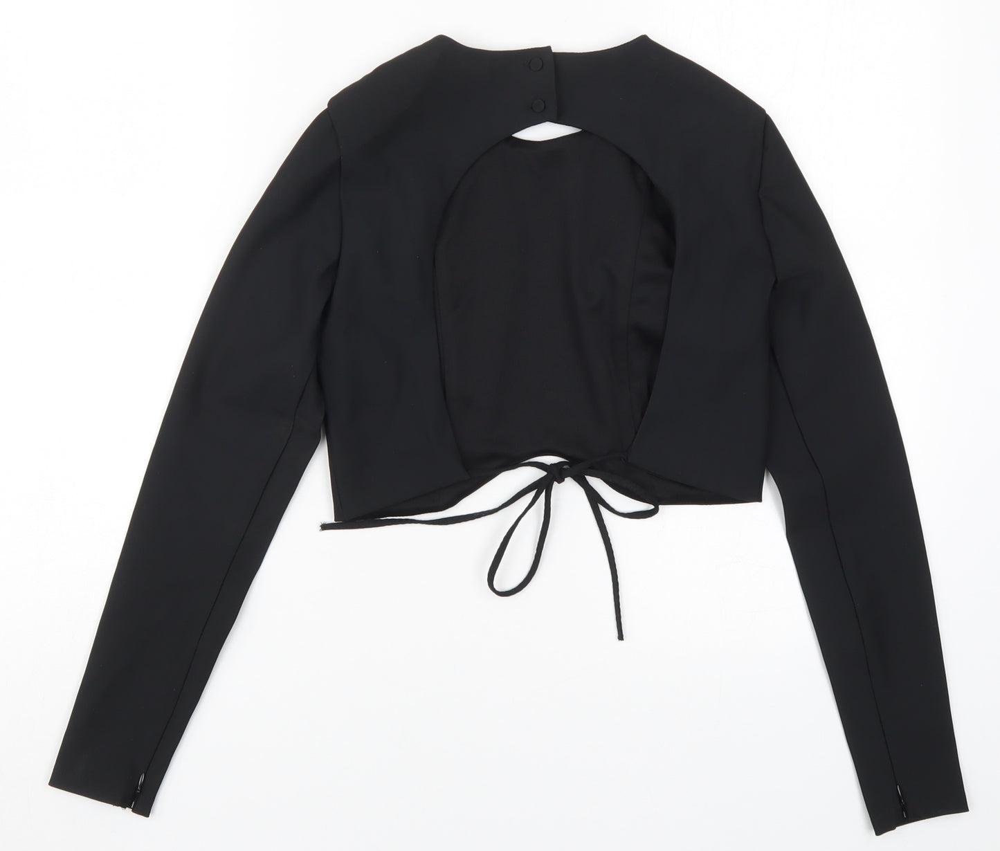Zara Womens Black   Cropped T-Shirt Size S  - Open Back