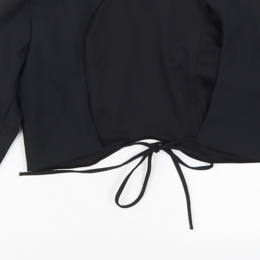 Zara Womens Black   Cropped T-Shirt Size S  - Open Back