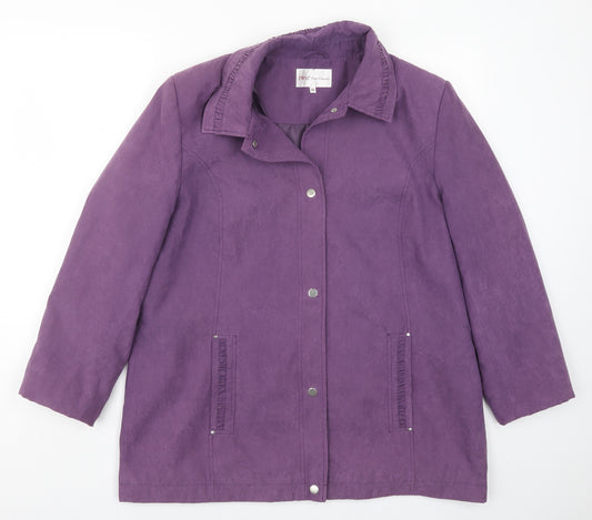 Front view of EWM women’s purple jacket coat, size UK 18