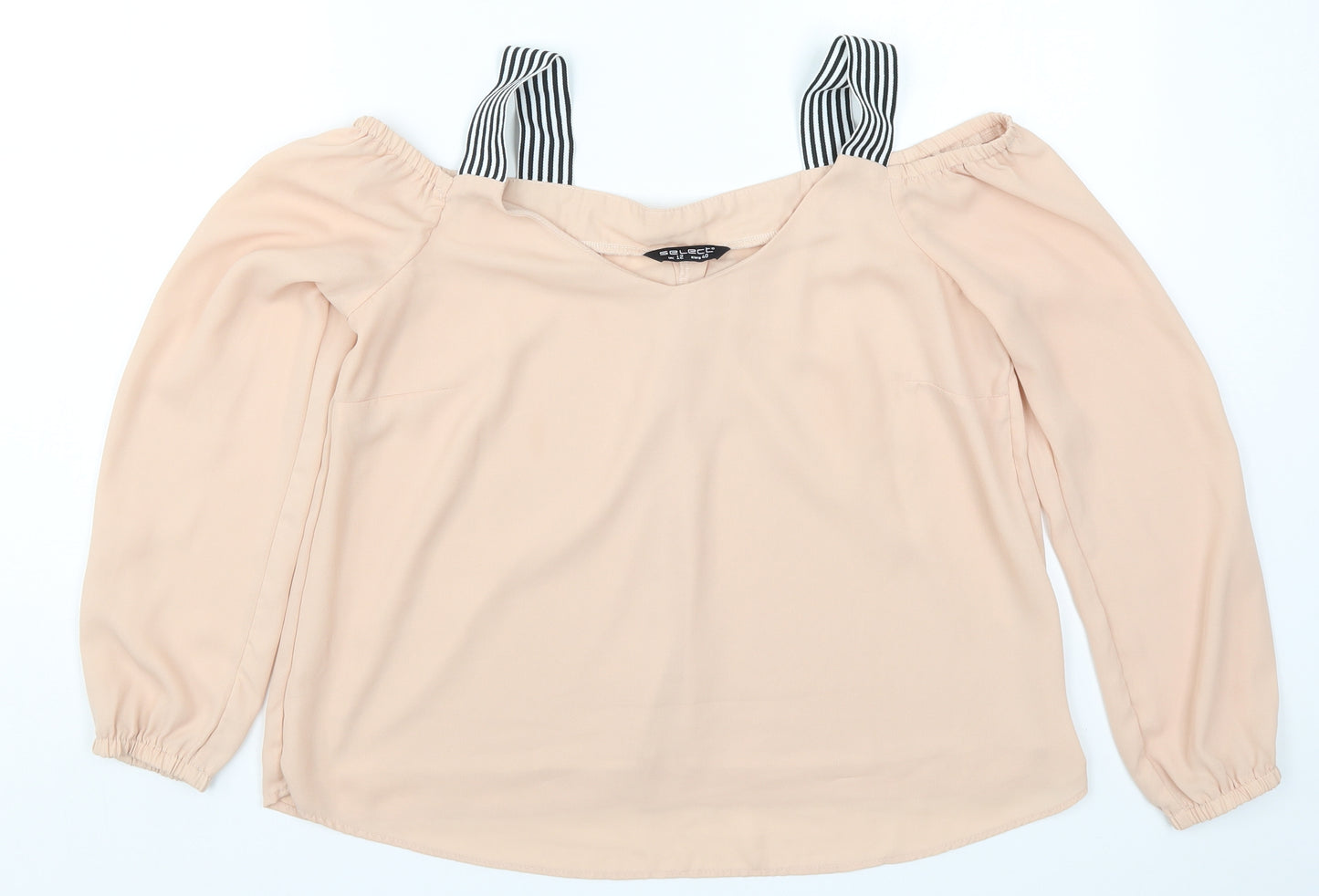 Select Womens Pink Striped  Basic Blouse Size 12