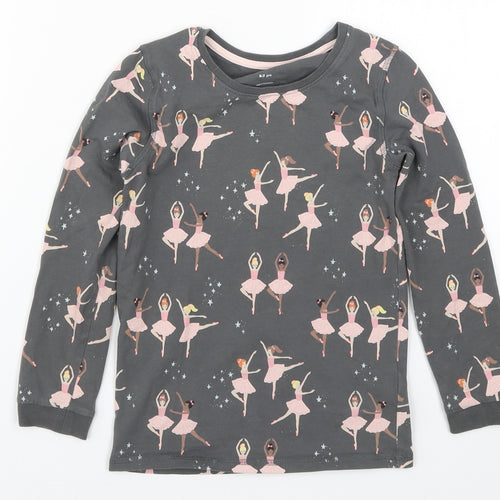 Marks and Spencer Girls Grey   Basic T-Shirt Size 6-7 Years  - Ballerinas