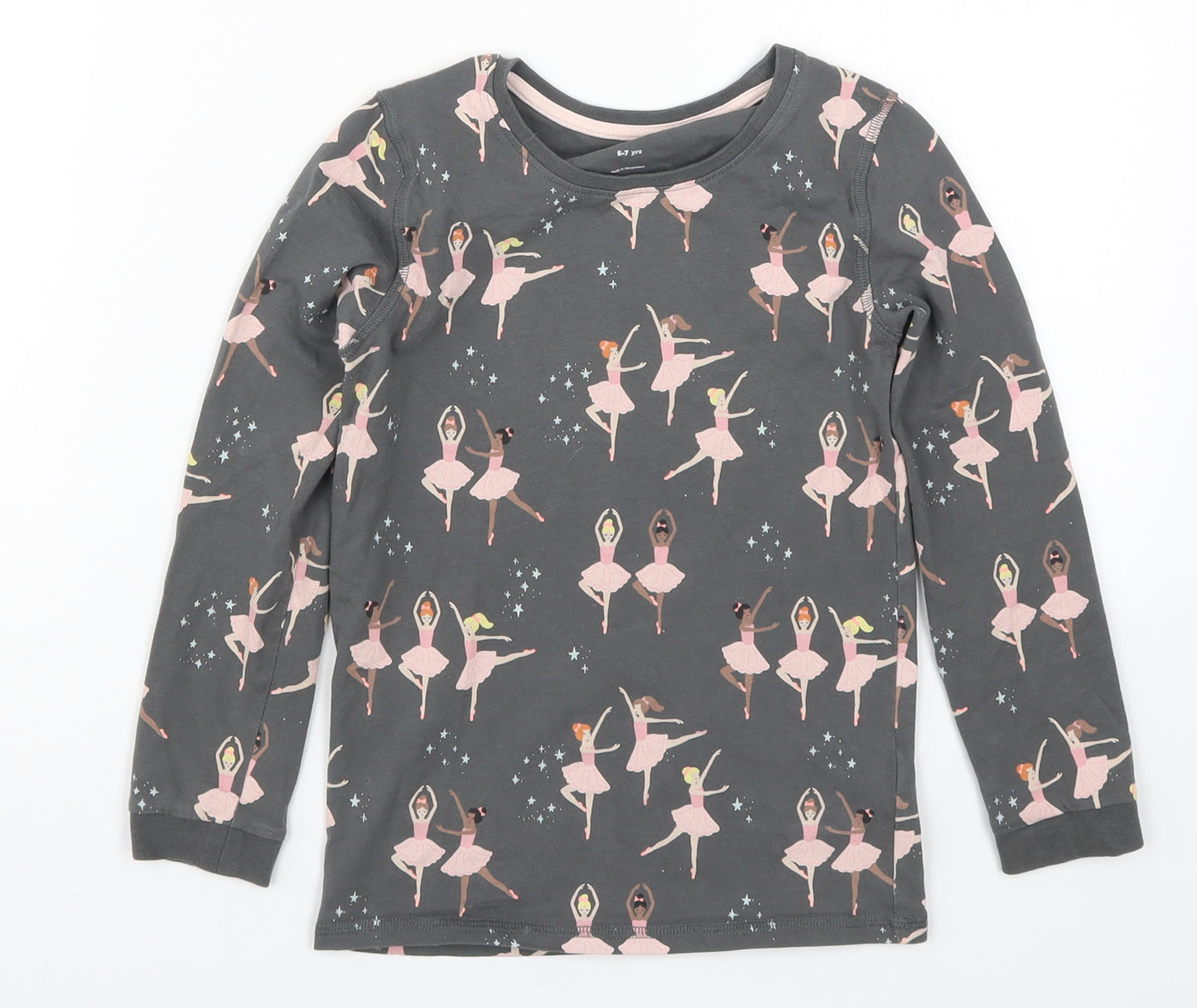 Marks and Spencer Girls Grey   Basic T-Shirt Size 6-7 Years  - Ballerinas