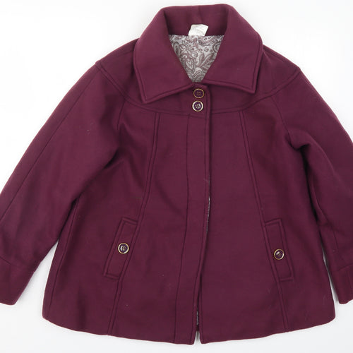 Anne De Lancay Womens Purple   Pea Coat Coat Size 14