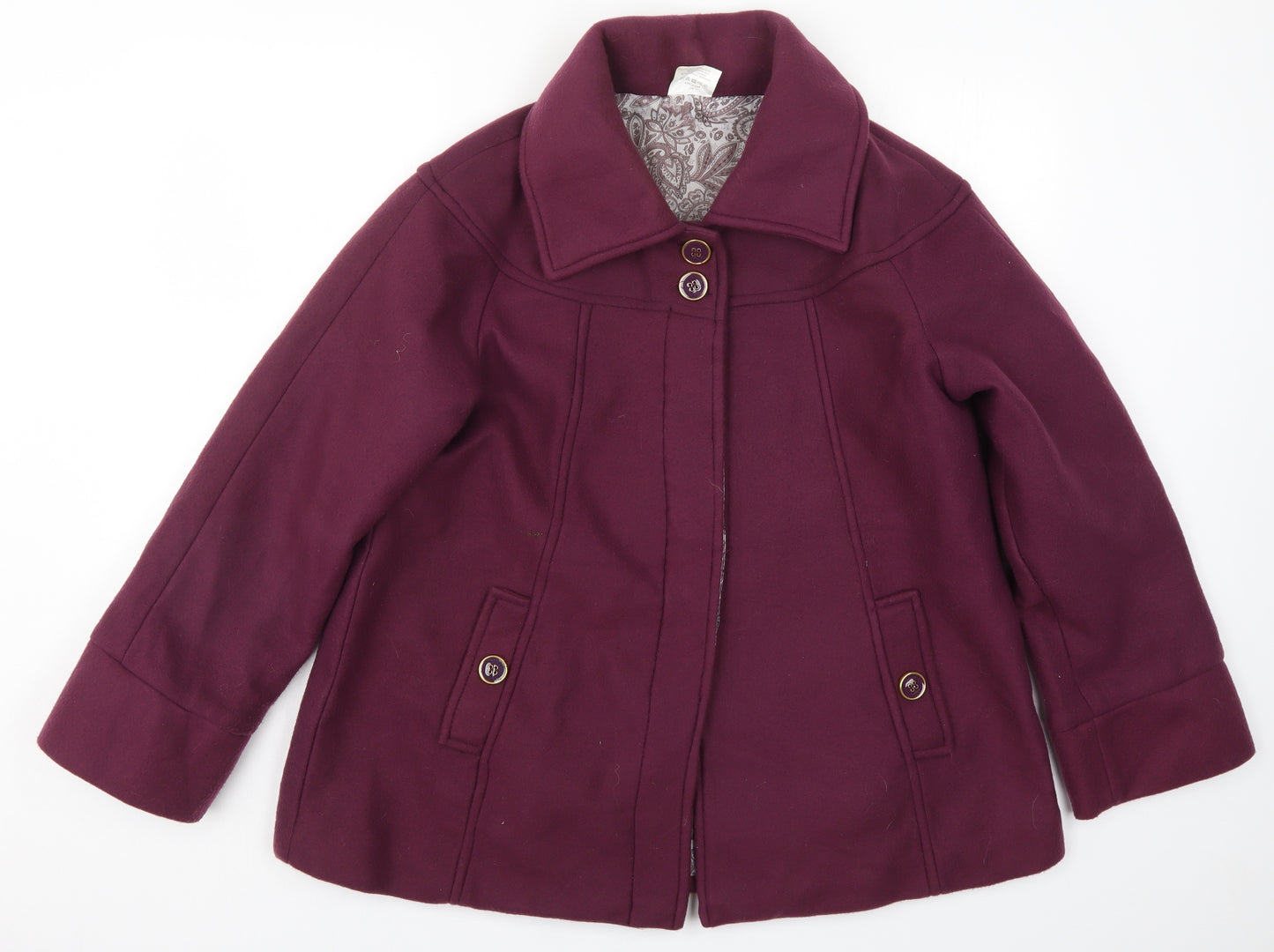 Anne De Lancay Womens Purple   Pea Coat Coat Size 14