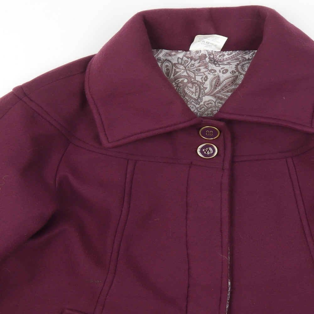 Anne De Lancay Womens Purple   Pea Coat Coat Size 14