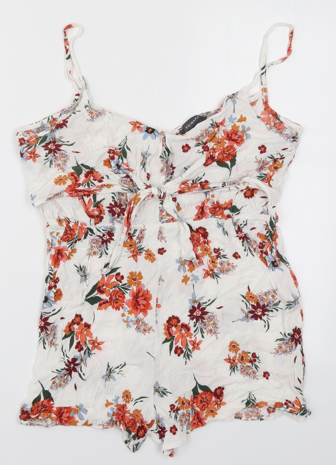 Primark Womens White Floral  Playsuit One-Piece Size 16