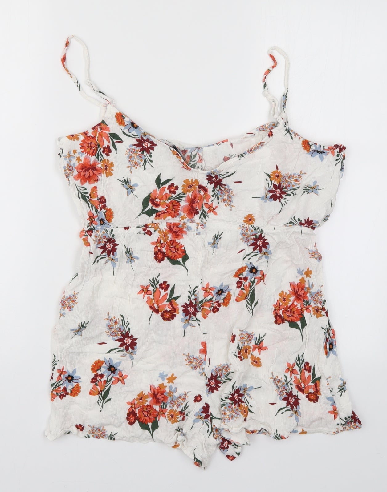 Primark Womens White Floral  Playsuit One-Piece Size 16