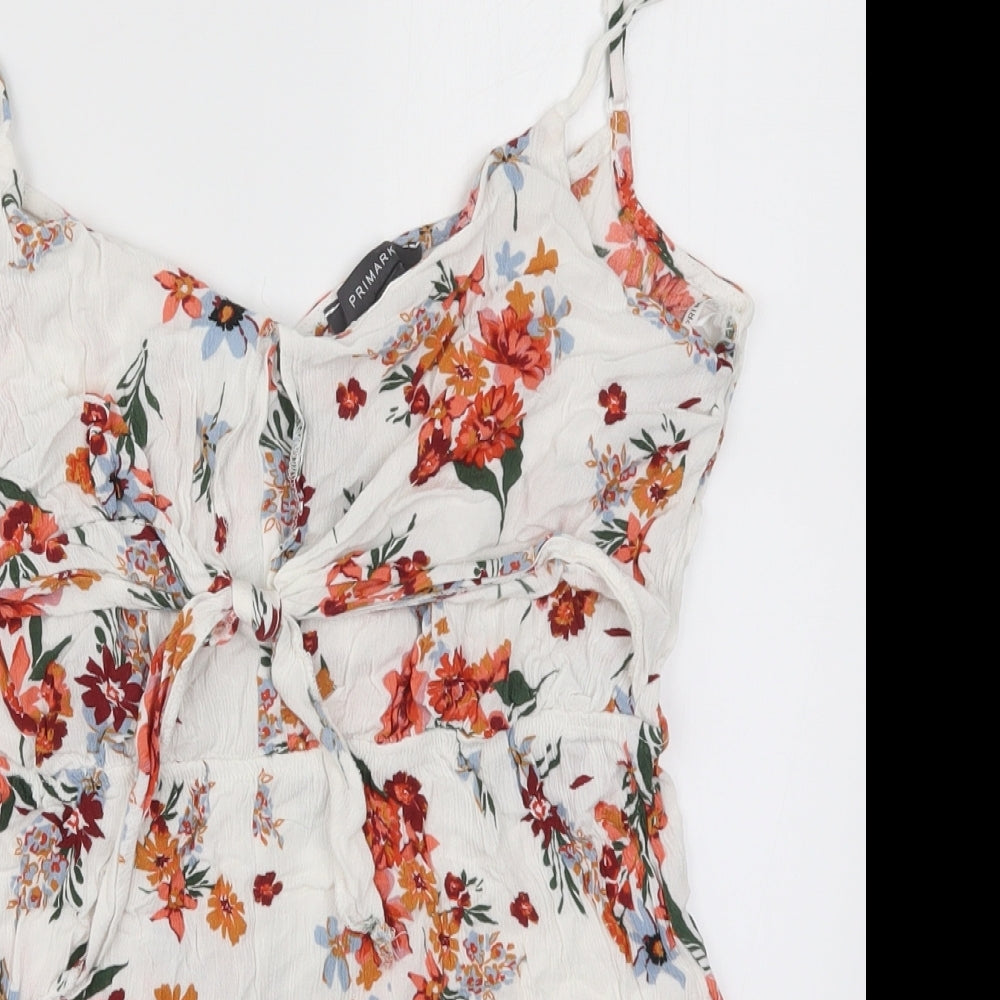 Primark Womens White Floral  Playsuit One-Piece Size 16