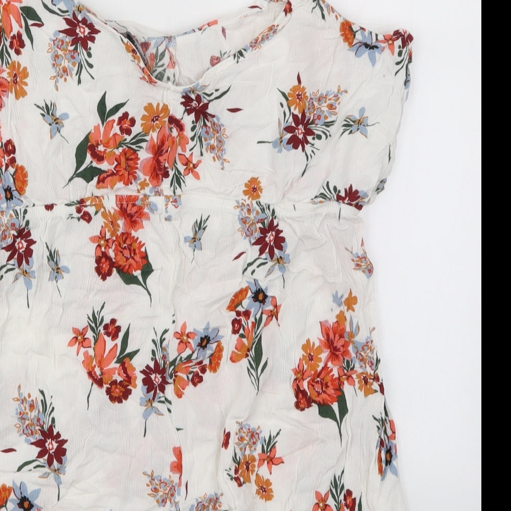Primark Womens White Floral  Playsuit One-Piece Size 16