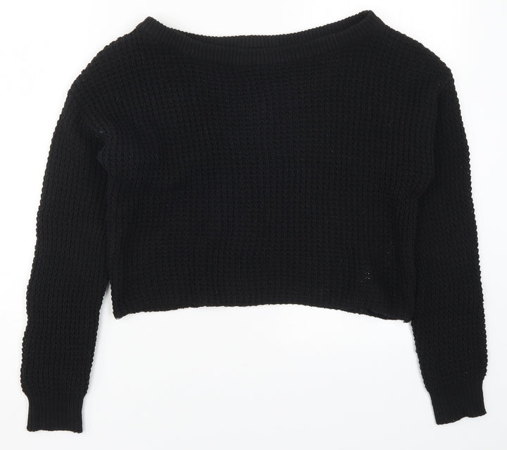 Missguided Womens Black  Knit Pullover Jumper Size 6