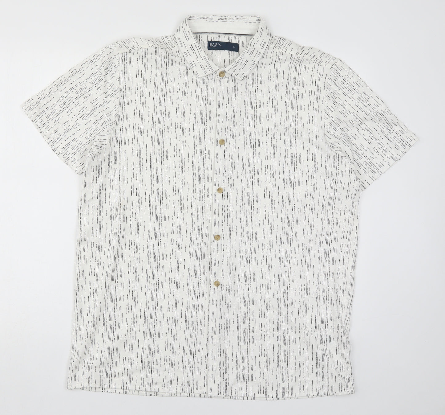 Matalan Mens White Geometric   Button-Up Size L