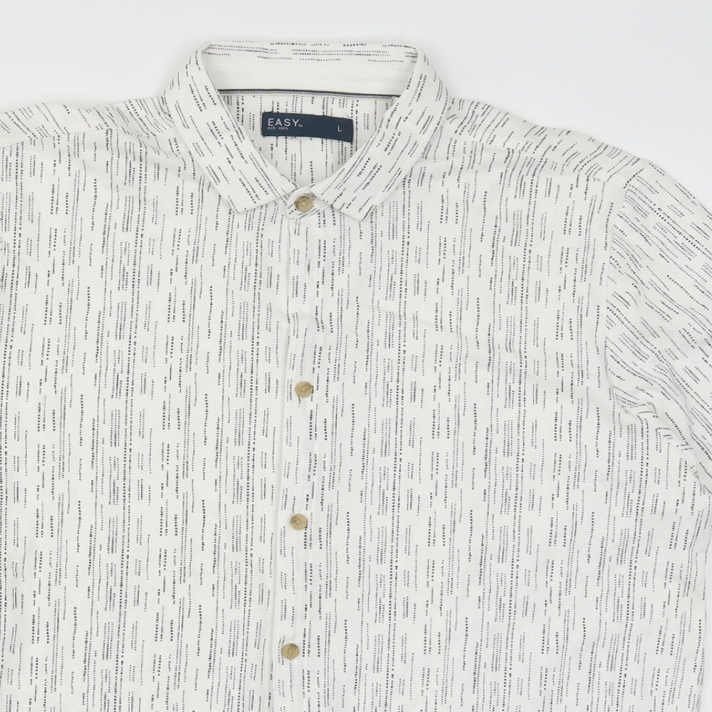 Matalan Mens White Geometric   Button-Up Size L