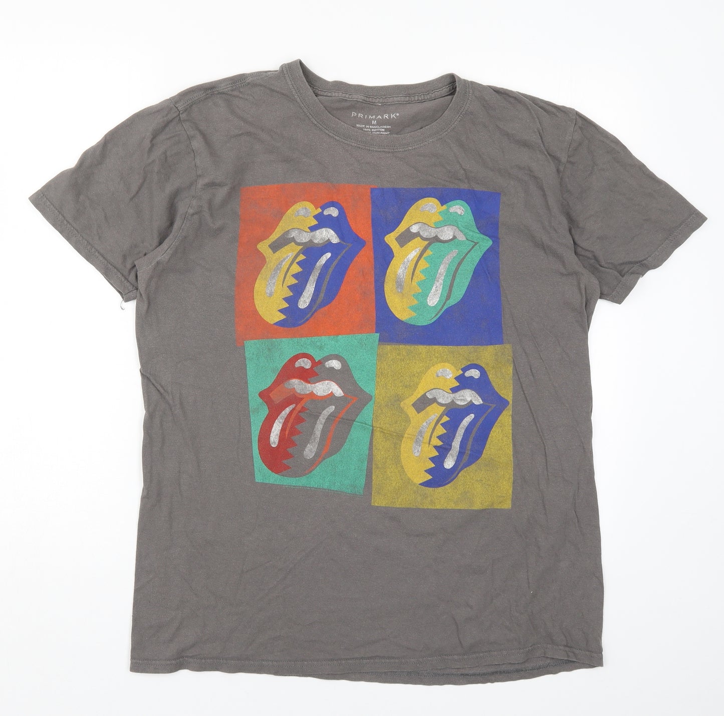 Primark Mens Grey    T-Shirt Size M  - The Rolling Stones North American Tour