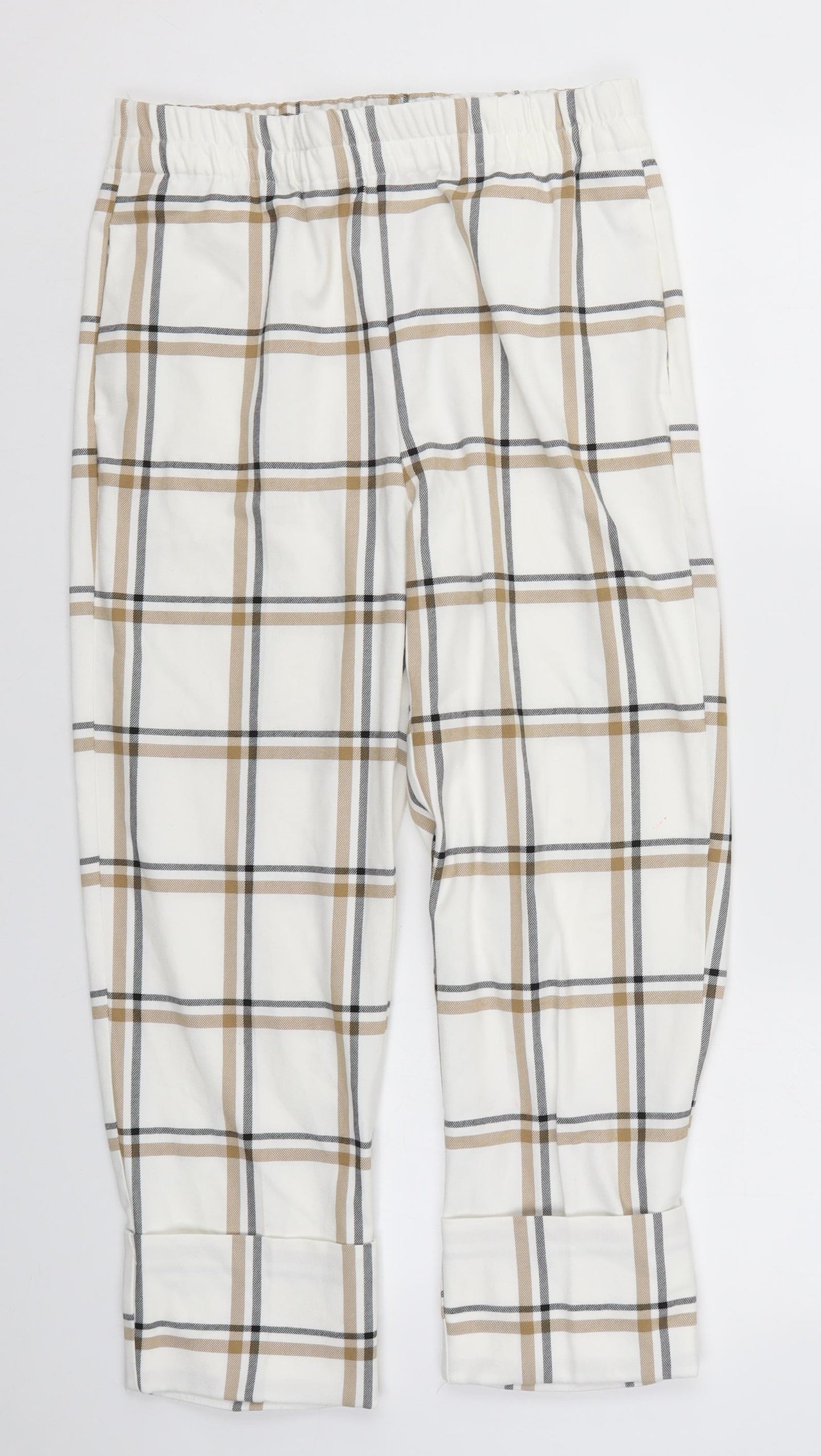 Zara Womens White Check  Trousers  Size M L23 in