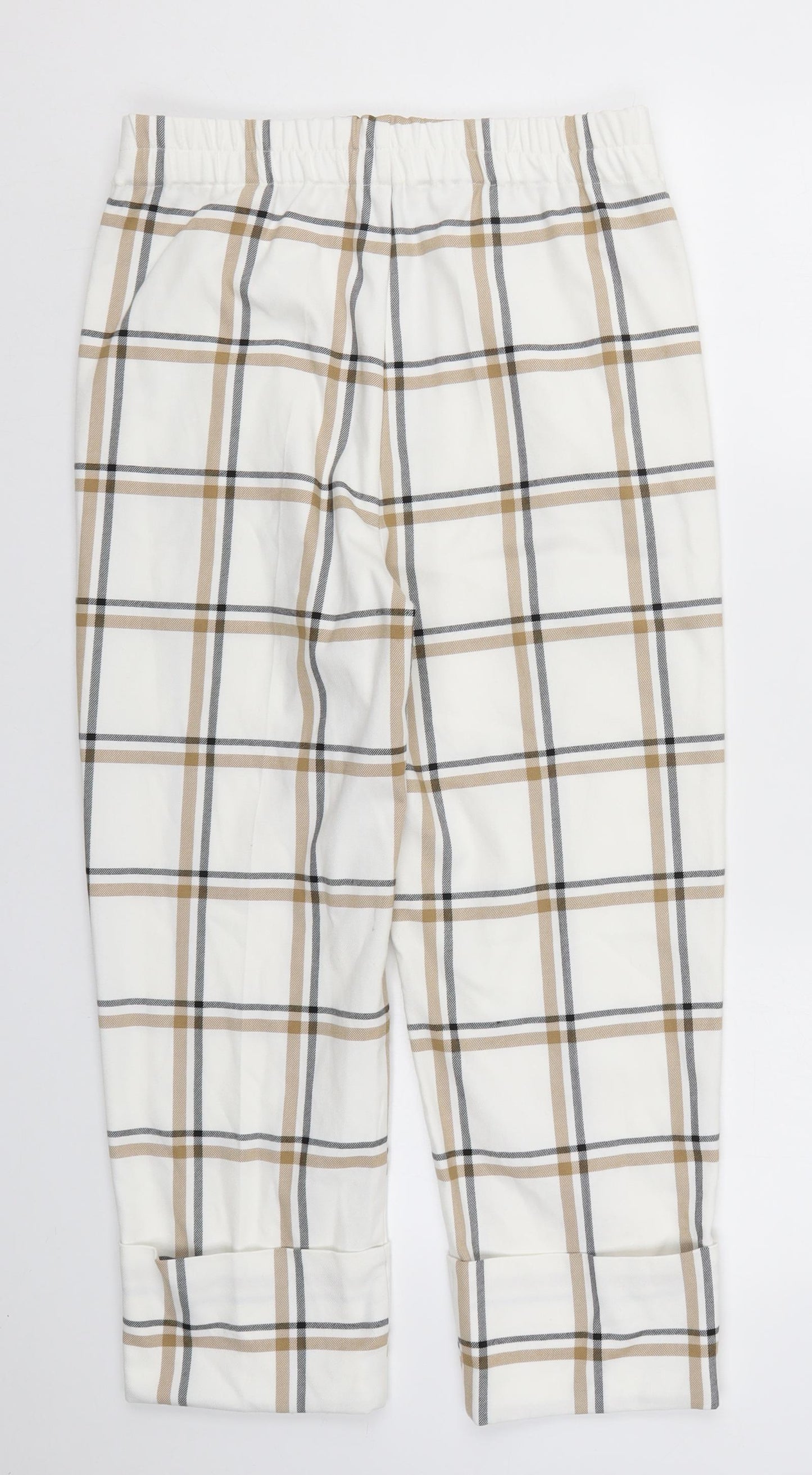Zara Womens White Check  Trousers  Size M L23 in