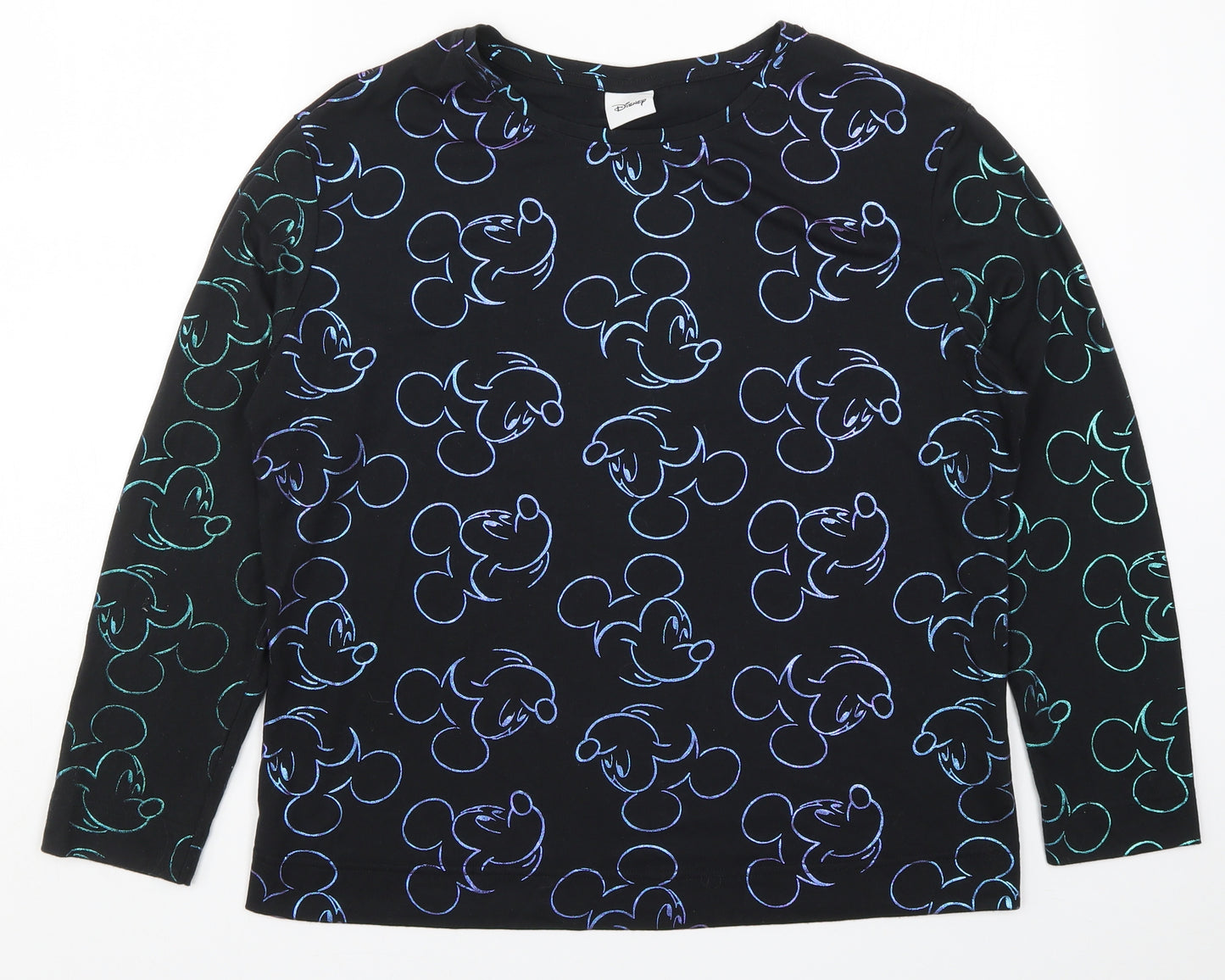 Tesco Womens Black Solid  Top Pyjama Top Size L  - Mickey Mouse