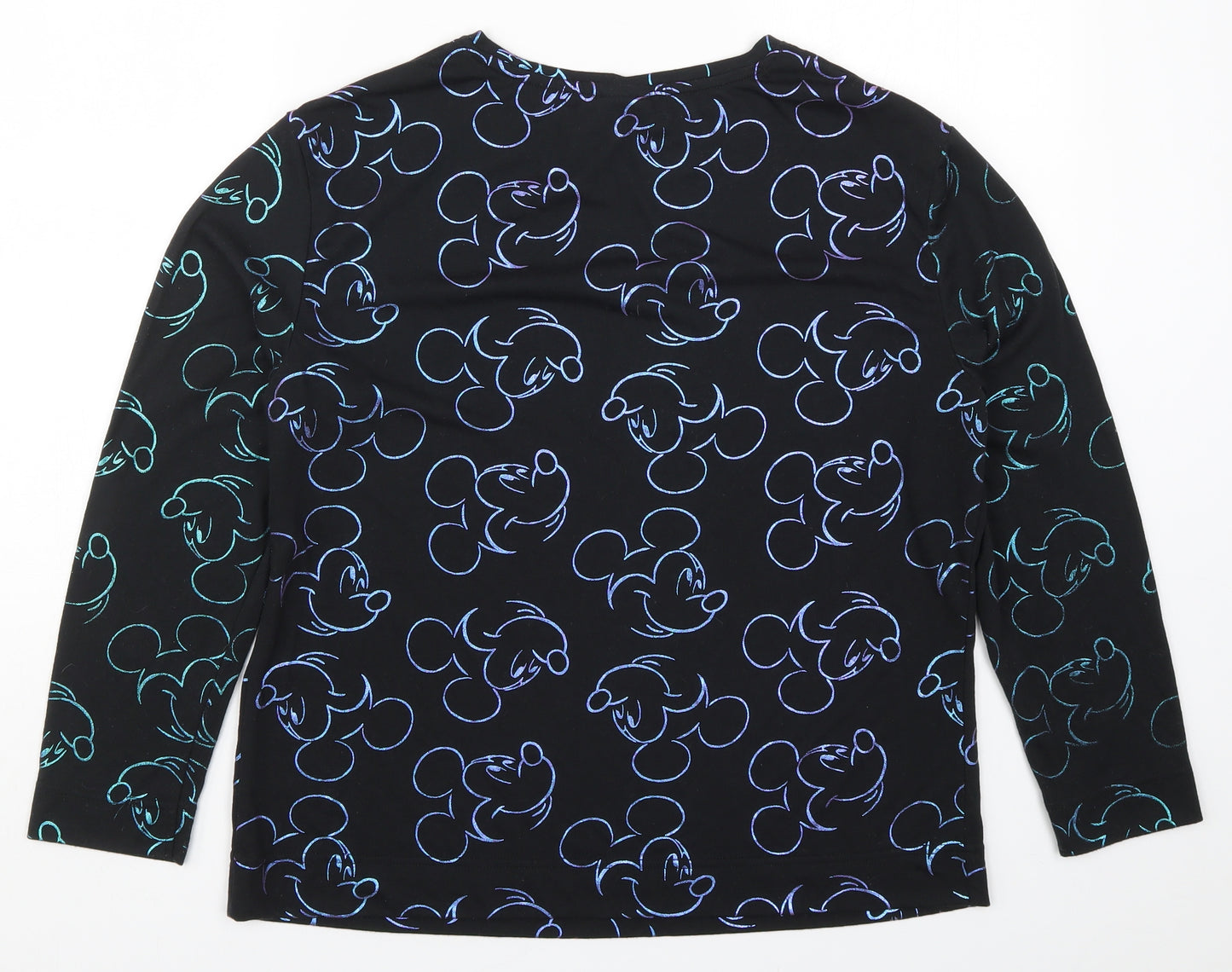Tesco Womens Black Solid  Top Pyjama Top Size L  - Mickey Mouse