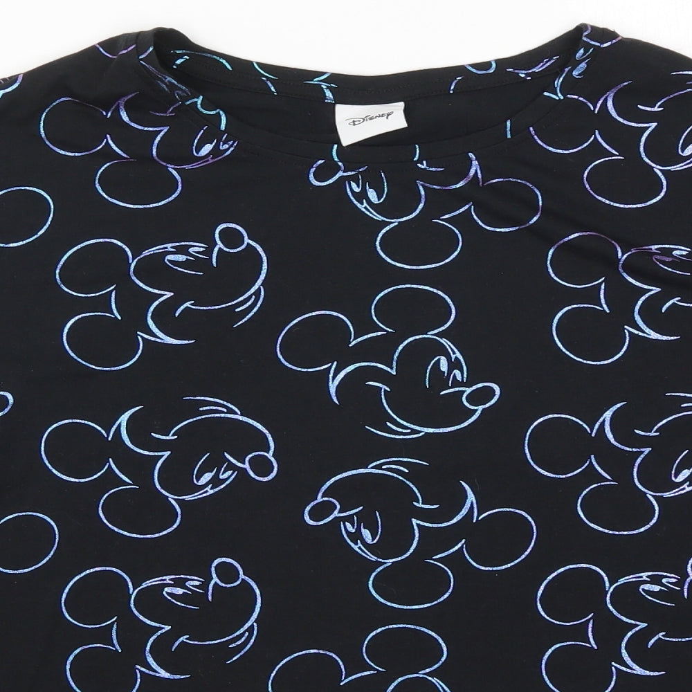 Tesco Womens Black Solid  Top Pyjama Top Size L  - Mickey Mouse