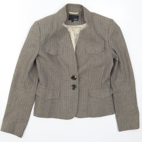 NEXT Womens Brown Striped  Jacket Suit Jacket Size 12
