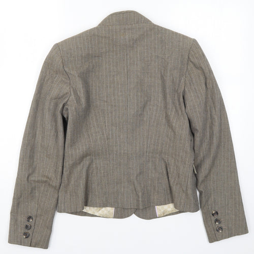 NEXT Womens Brown Striped  Jacket Suit Jacket Size 12