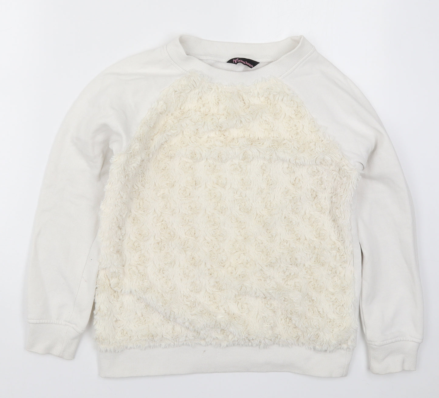 Feel Fabulous Womens White   Pullover Sweatshirt Size 6