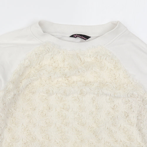 Feel Fabulous Womens White   Pullover Sweatshirt Size 6