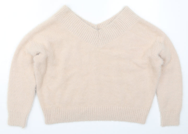 New Look Girls Pink Knit Pullover Jumper Size 14-15 Years