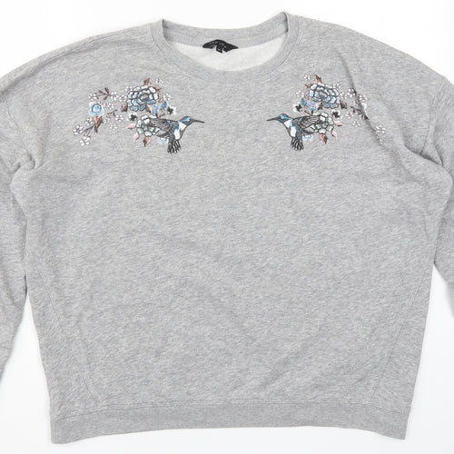New Look Womens Grey   Pullover Sweatshirt Size 14  - Birds