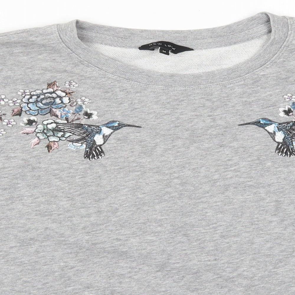 New Look Womens Grey   Pullover Sweatshirt Size 14  - Birds
