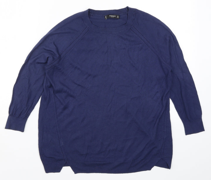 Mango Womens Blue Knit Pullover Jumper Size S