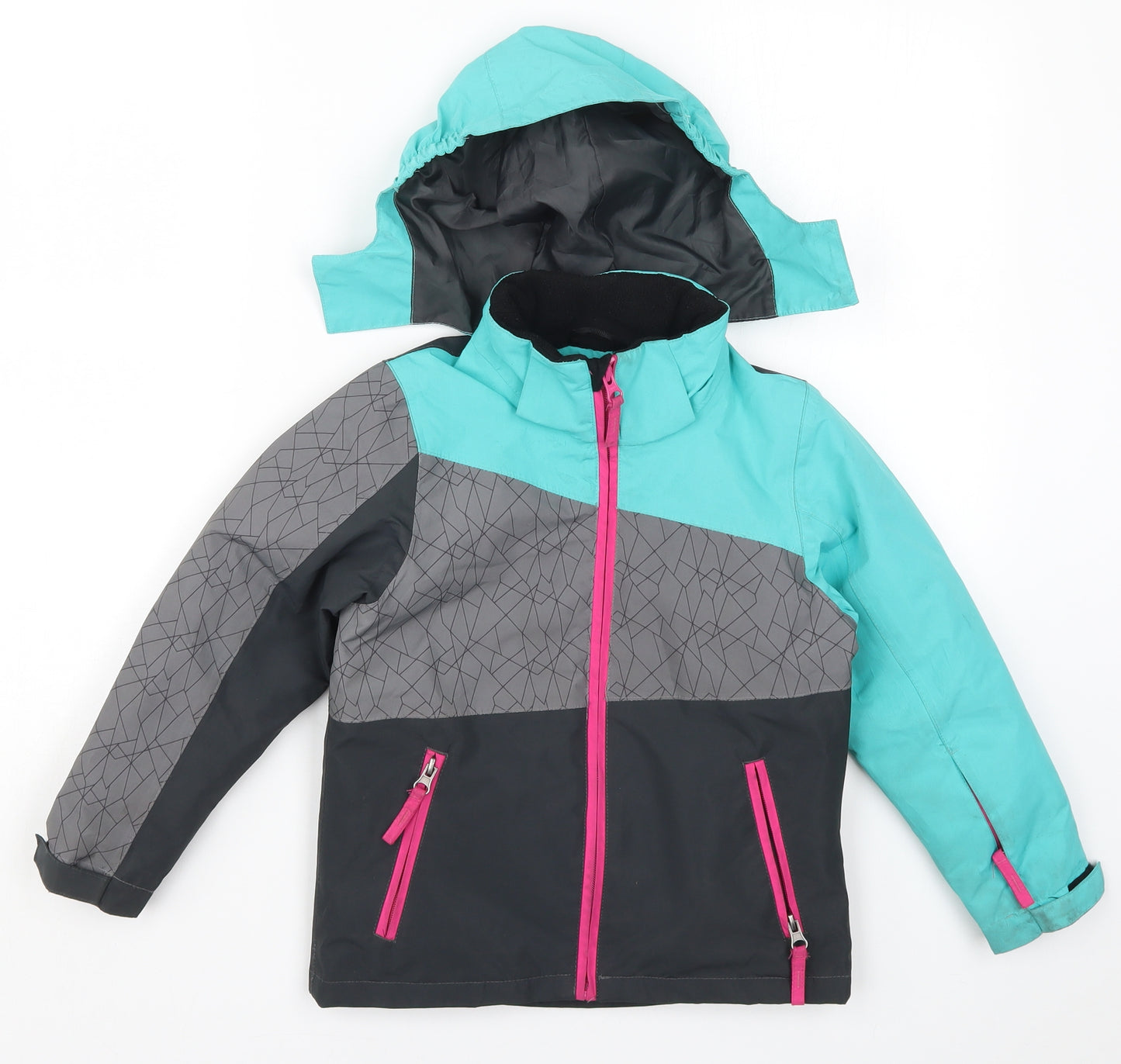 Crane Girls Blue Geometric  Basic Coat Coat Size 5-6 Years