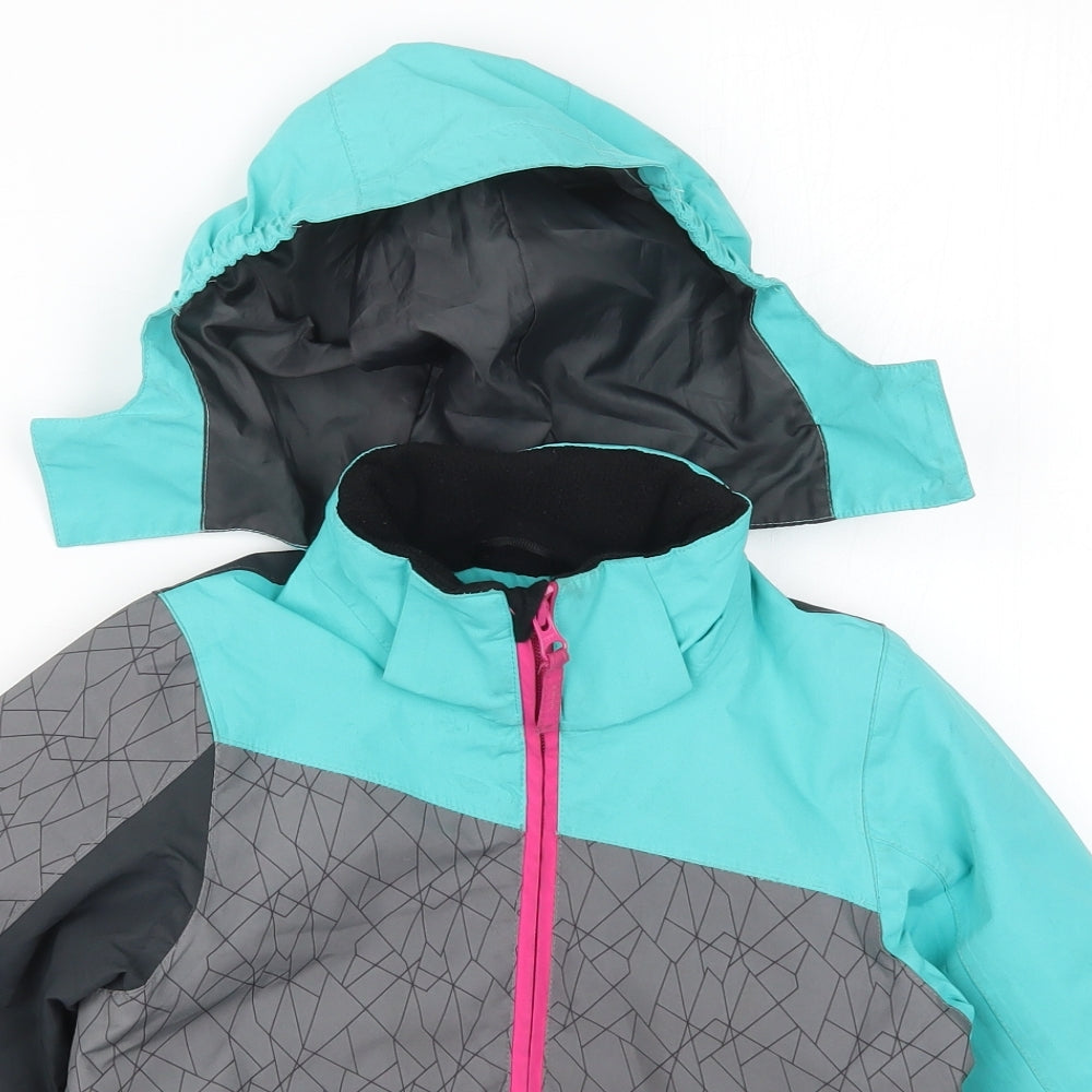 Crane Girls Blue Geometric  Basic Coat Coat Size 5-6 Years