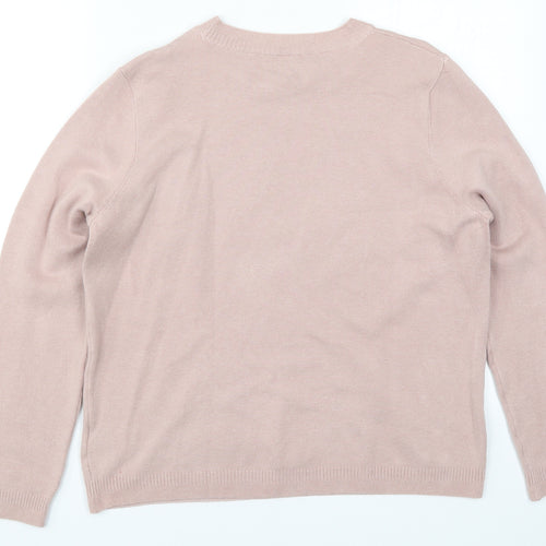 Marks and Spencer Womens Pink  Knit Pullover Jumper Size 14  - Birds