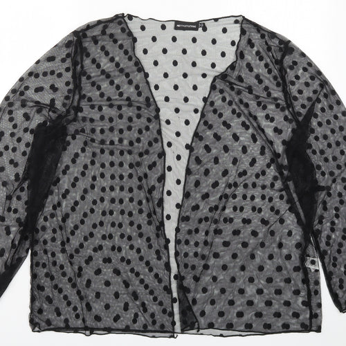 PRETTYLITTLETHING Womens Black Polka Dot Lace Cardigan Jumper Size 14