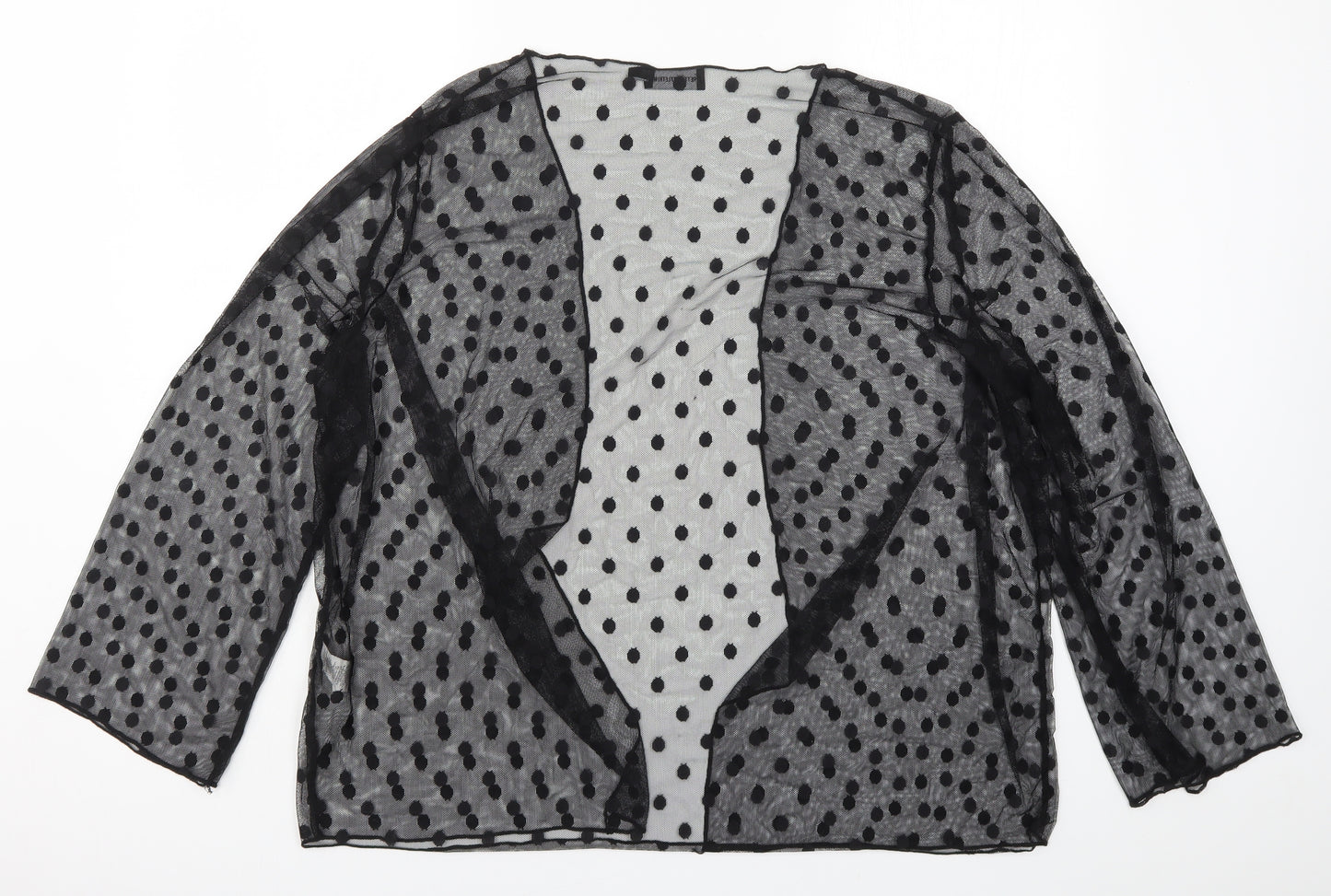 PRETTYLITTLETHING Womens Black Polka Dot Lace Cardigan Jumper Size 14
