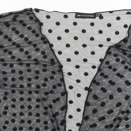 PRETTYLITTLETHING Womens Black Polka Dot Lace Cardigan Jumper Size 14