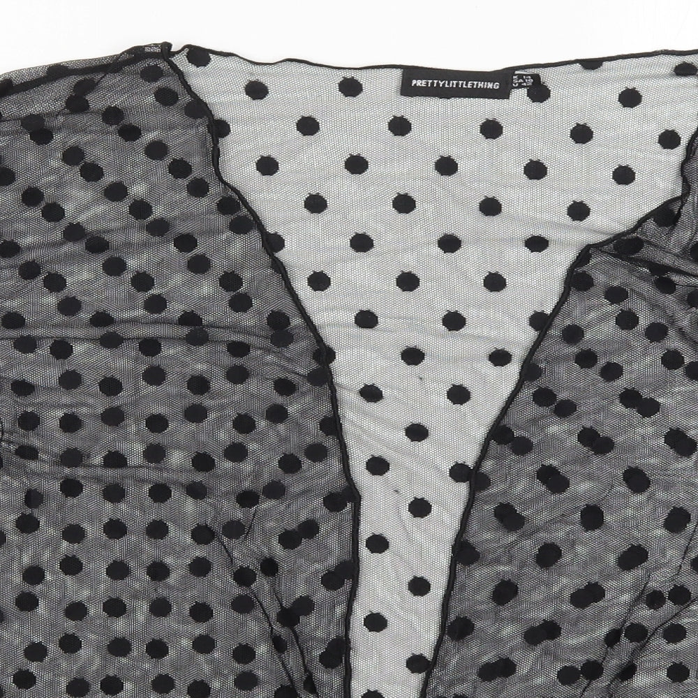 PRETTYLITTLETHING Womens Black Polka Dot Lace Cardigan Jumper Size 14