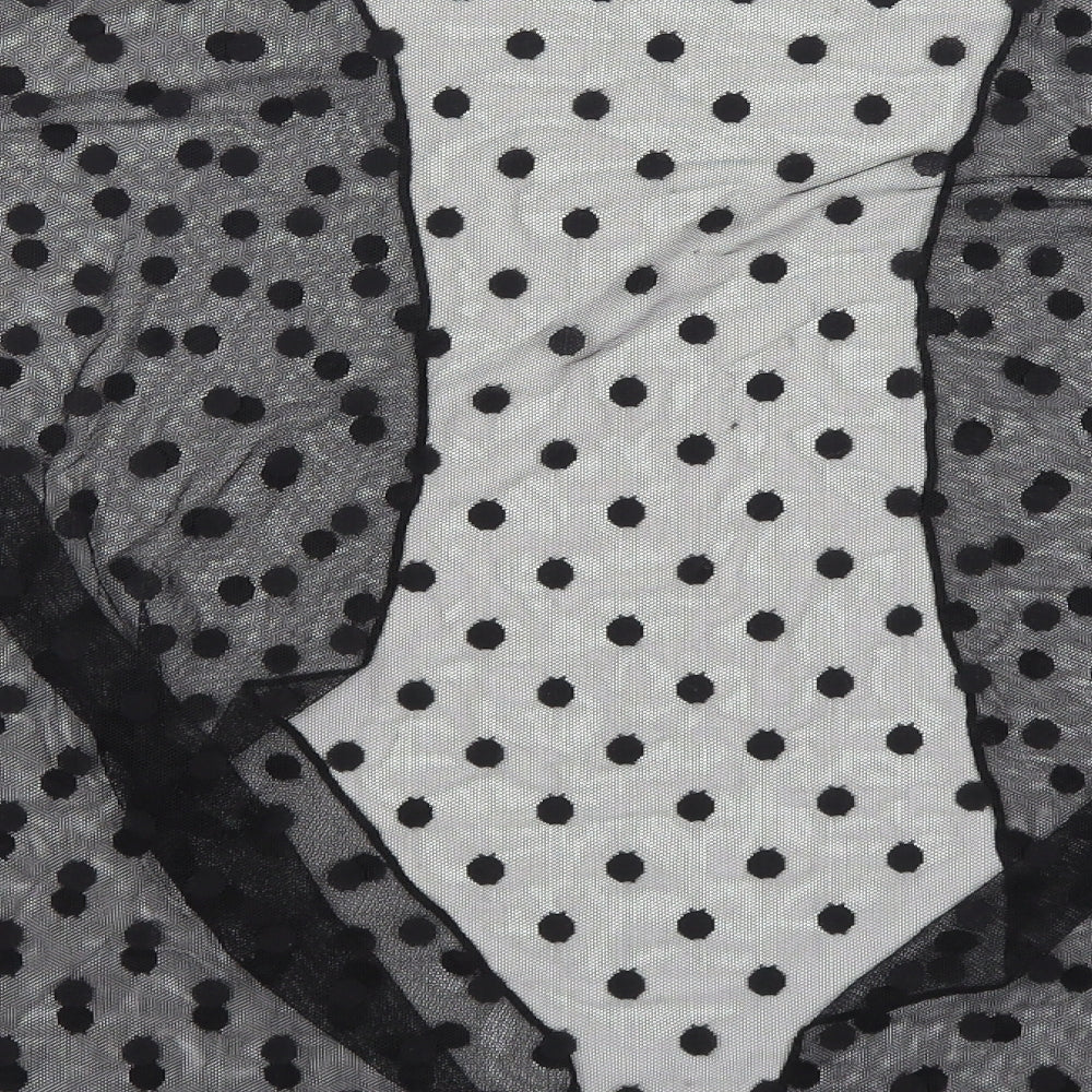 PRETTYLITTLETHING Womens Black Polka Dot Lace Cardigan Jumper Size 14